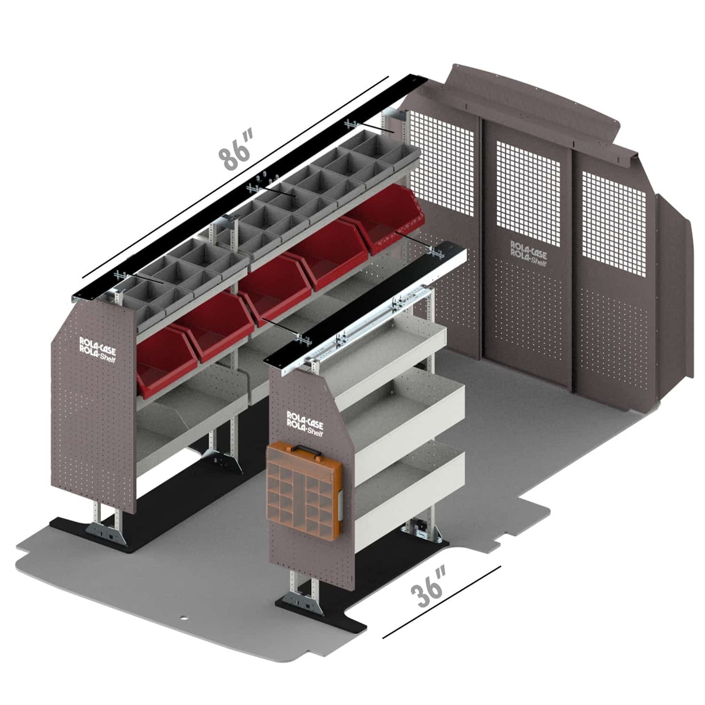 Rola-Case America's Most Popular Bin Package for Ford Transit - 130-in WB - Low Roof