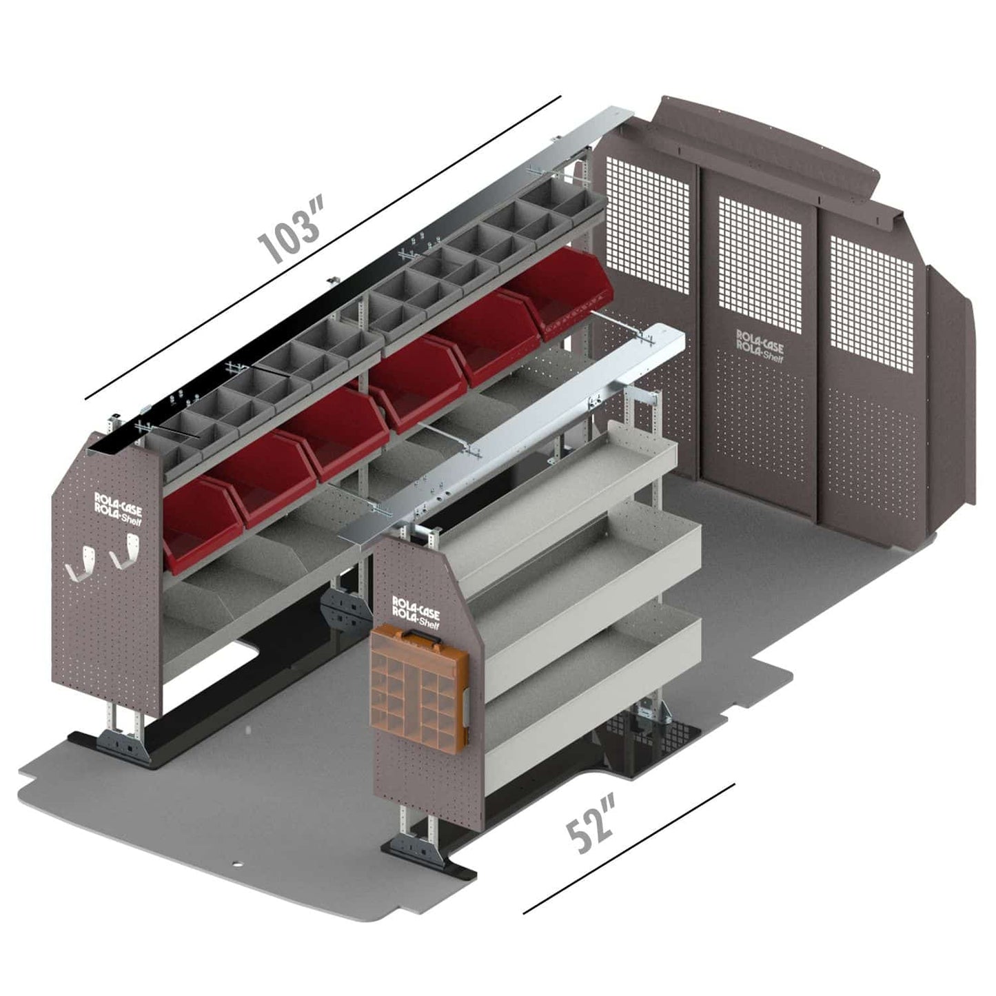 Rola-Case America's Most Popular Bin Package for Ford Transit - 148-in WB - Low Roof