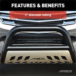 ARIES 3-in Black Steel Bull Bar for Freightliner Sprinter 2500, Sprinter 3500 and Mercedes-Benz Sprinter 2500, Sprinter 3500 (2014-2018) - B35-8000