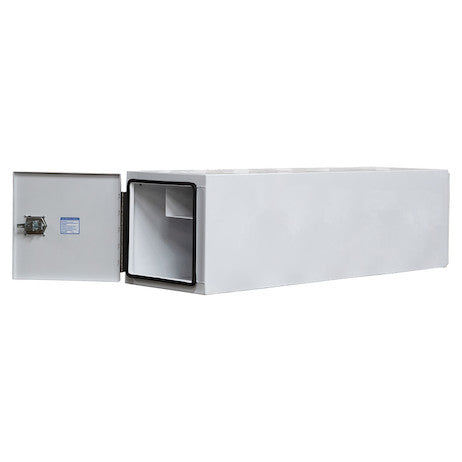 Buyers Products 86-in x 24-in x 24-in White Steel Straight Side Tunnel Truck Tool Box with Shelf - BP242486W