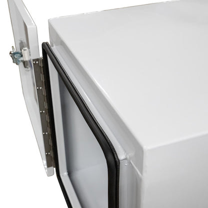 Buyers Products 24x24x96-in White Steel Straight Side Tunnel Truck Tool Box with Shelf - BP242496W