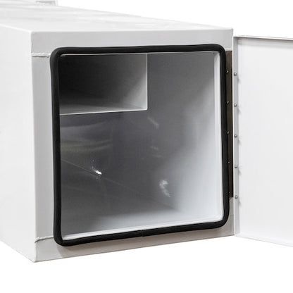 Buyers Products 24x24x96-in White Steel Straight Side Tunnel Truck Tool Box with Shelf - BP242496W