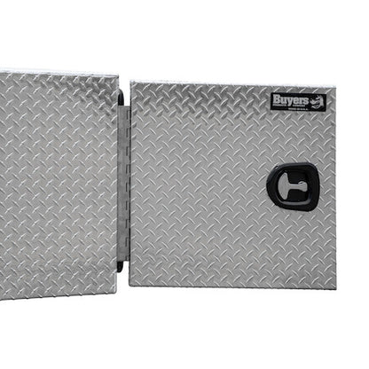 Buyers Products 96-in x 24-in x 24-in Diamond Tread Aluminum Straight Side Tunnel Truck Tool Box with Shelf - BP242496