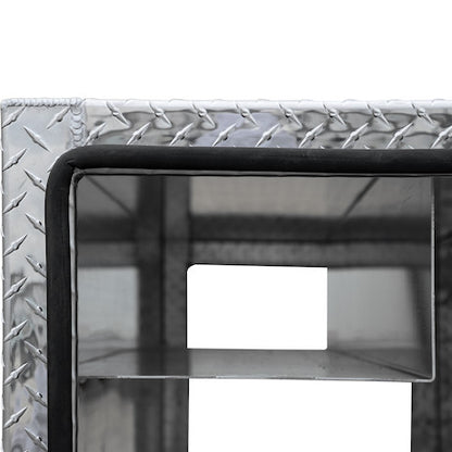 Buyers Products 24x24x86-in Diamond Tread Aluminum Straight Side Tunnel Truck Tool Box with Shelf - BP242486