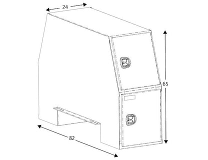 Buyers Products 82-in x 65-in x 24-in Black Steel Backpack Truck Box - 13.3-In Offset Floor - BP826524B
