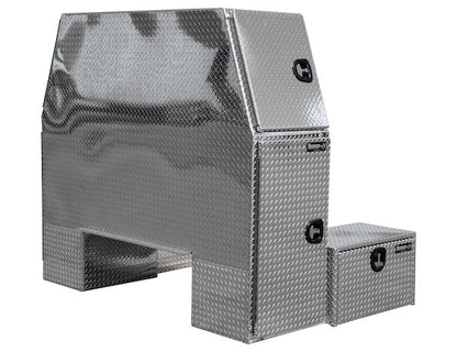 Buyers Products 82-in x 70-in x 54-in Diamond Tread Aluminum L-Pack Backpack Truck Box with Offset Floor 16.4-In Offset - BP827054