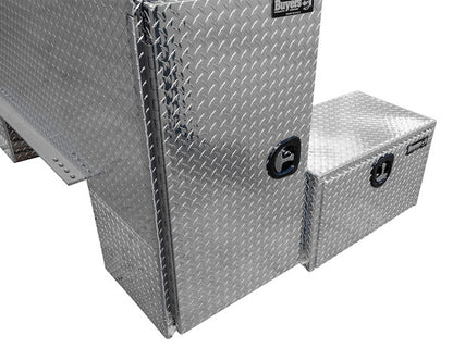 Buyers Products 82-in x 65-in x 54-in Diamond Tread Aluminum L-Pack Backpack Truck Tool Box with Offset Floor - 13.4-In Offset - BP826554