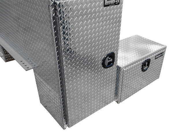 Buyers Products 82-in x 70-in x 54-in Diamond Tread Aluminum L-Pack Backpack Truck Box with Offset Floor 16.4-In Offset - BP827054