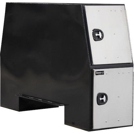 Buyers Products 55x24x85-in Black Steel Backpack Truck Box with Stainless Steel Doors - 9.1-In Offset Floor - BP855524BSST