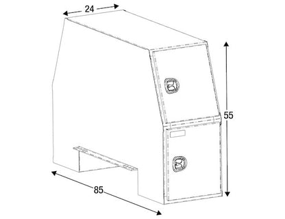 Buyers Products 55x24x85-in Black Steel Backpack Truck Box - 9.1-In Offset Floor - BP855524B