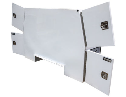 Buyers Products 92-in x 58-in x 24-in White Steel Backpack Truck Tool Box - 8.5-In Offset Floor - BP925824W