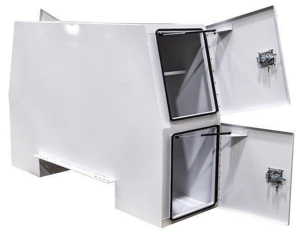 Buyers Products 92-in x 58-in x 24-in White Steel Backpack Truck Tool Box - 8.5-In Offset Floor - BP925824W