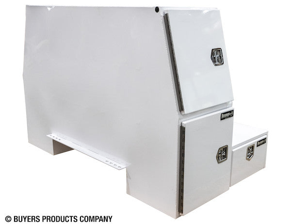 Buyers Products 85-in x 55-in x 48-in Gloss White Steel L-Pack Truck Tool Box Series with Offset Floor - BP855548W