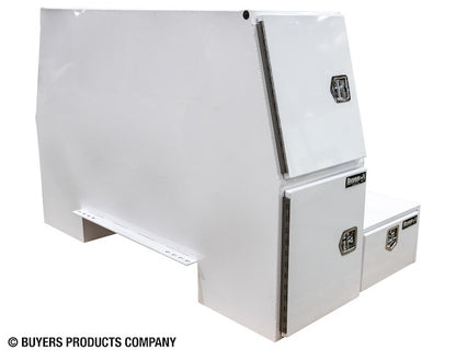 Buyers Products 85-in x 55-in x 48-in Gloss White Steel L-Pack Truck Tool Box Series with Offset Floor - BP855548W