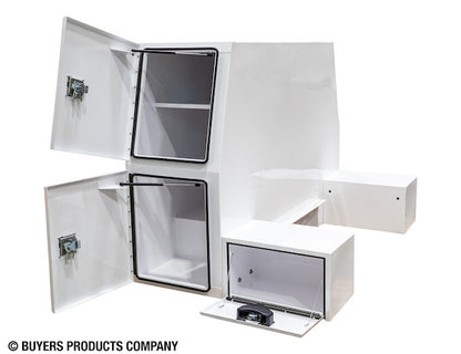 Buyers Products 85-in x 55-in x 48-in Gloss White Steel L-Pack Truck Tool Box Series with Offset Floor - BP855548W