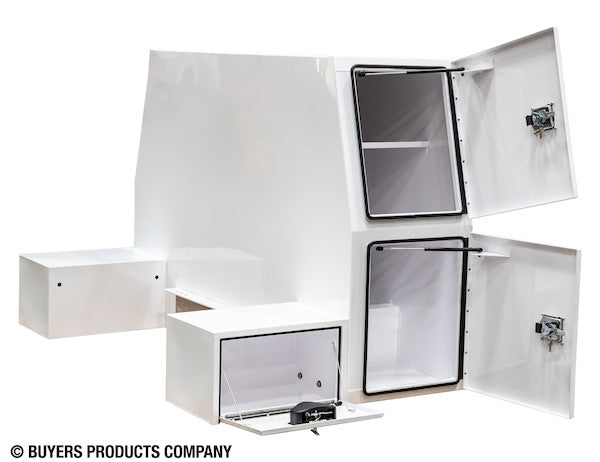 Buyers Products 85-in x 55-in x 48-in Gloss White Steel L-Pack Truck Tool Box Series with Offset Floor - BP855548W