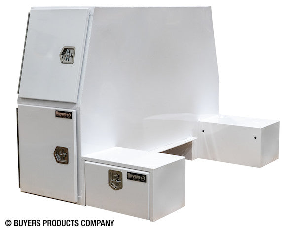 Buyers Products 85-in x 55-in x 48-in Gloss White Steel L-Pack Truck Tool Box Series with Offset Floor - BP855548W
