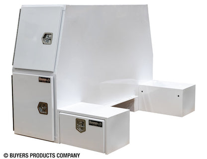 Buyers Products 85-in x 55-in x 48-in Gloss White Steel L-Pack Truck Tool Box Series with Offset Floor - BP855548W