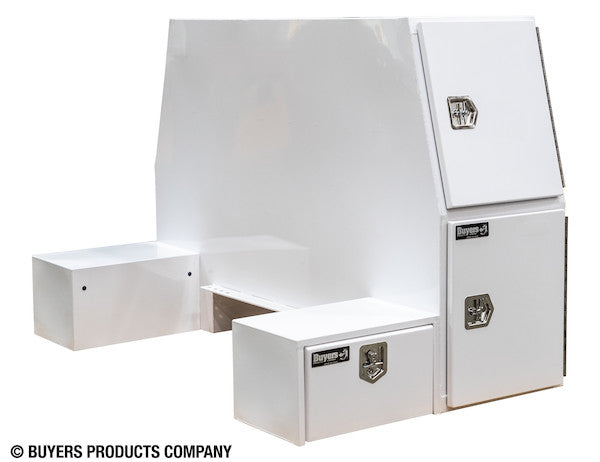 Buyers Products 85-in x 55-in x 48-in Gloss White Steel L-Pack Truck Tool Box Series with Offset Floor - BP855548W