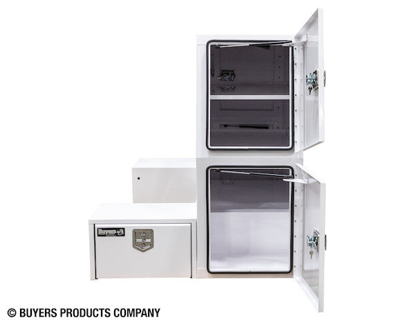 Buyers Products 85-in x 55-in x 48-in Gloss White Steel L-Pack Truck Tool Box Series with Offset Floor - BP855548W