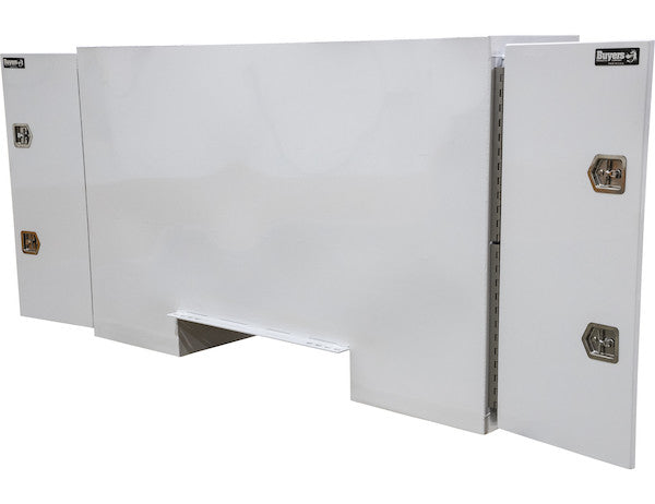 Buyers Products 57x24x96-in Straight Side White Steel Backpack Truck Tool Box - 11.26-In Offset Floor - BP965724W