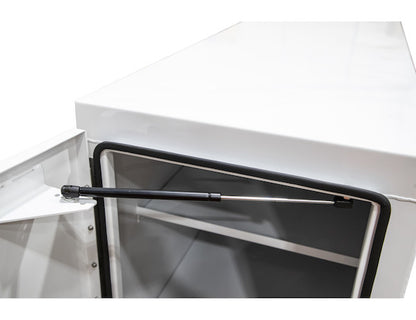 Buyers Products 57x24x96-in Straight Side White Steel Backpack Truck Tool Box - 11.26-In Offset Floor - BP965724W