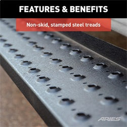 ARIES RidgeStep 6-1/2-in x 53-in Black Steel Running Boards (No Brackets) for Chevrolet/GMC/Dodge/RAM/Ford/Toyota Cab & Chassis/Regular Cab (1999-2026) - C2853