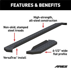 ARIES RidgeStep 6-1/2-in x 96-in for Ford/Freightliner/Mercedes-Benz/RAM (2007-2026) - C3696