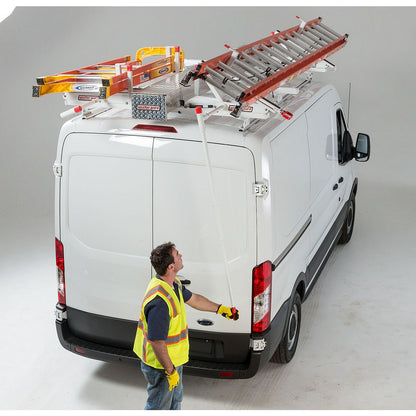 EZGLIDE2 Drop-Down Ladder Rack Kit installed on Ford Transit van