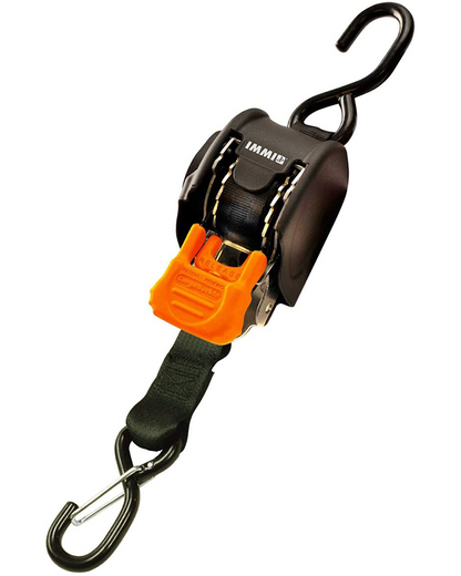 1″ CargoBuckle [Mini G3] Retractable Ratchet Tie-Down with Dual S-Hooks (2 Pack)