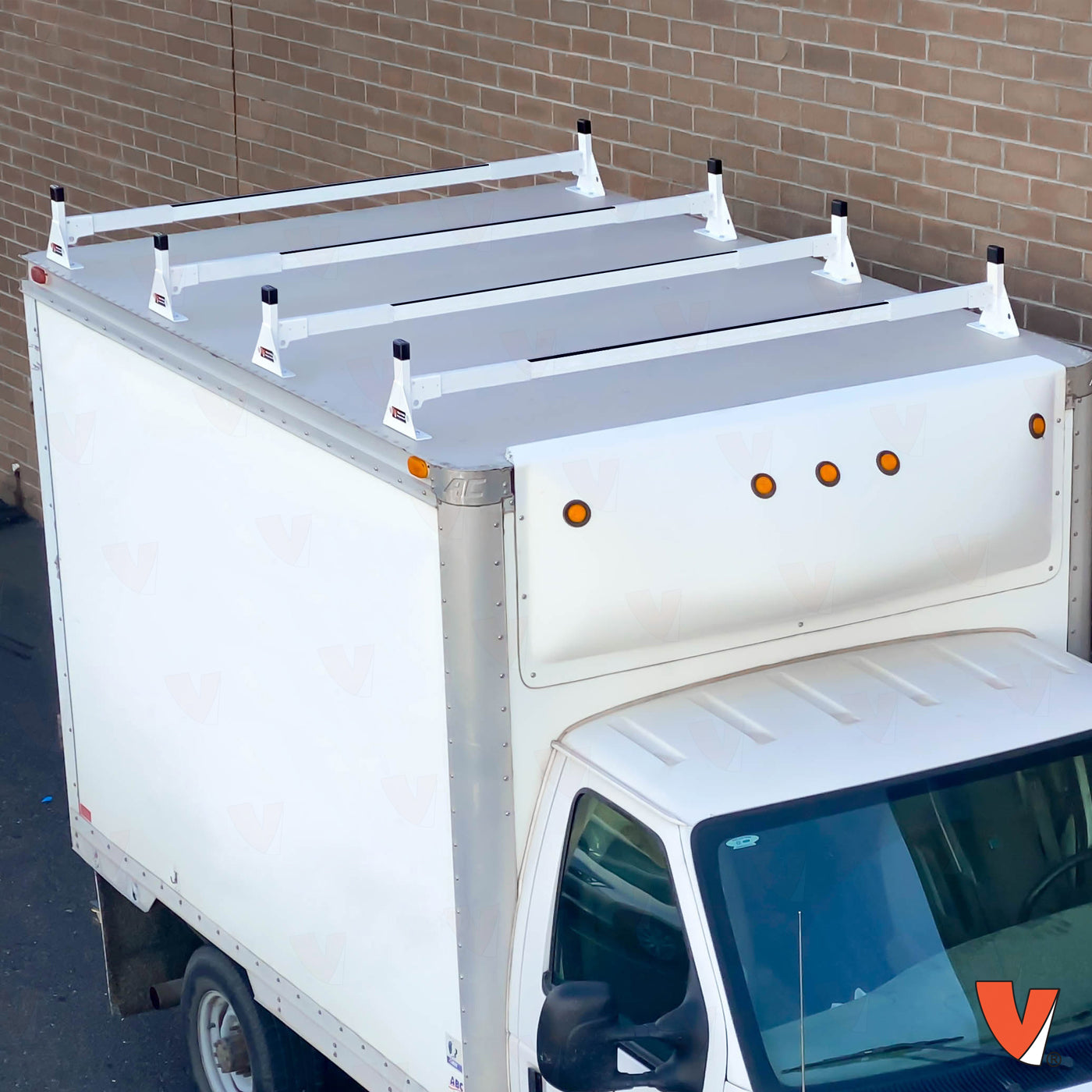 Vantech H1 Ladder Roof Rack for Trailers & Box Trucks - Mount Type: Top Mount | System Width: 82-in to 90-in | System: 4-Bar Rack | Material: Aluminum | Color: White