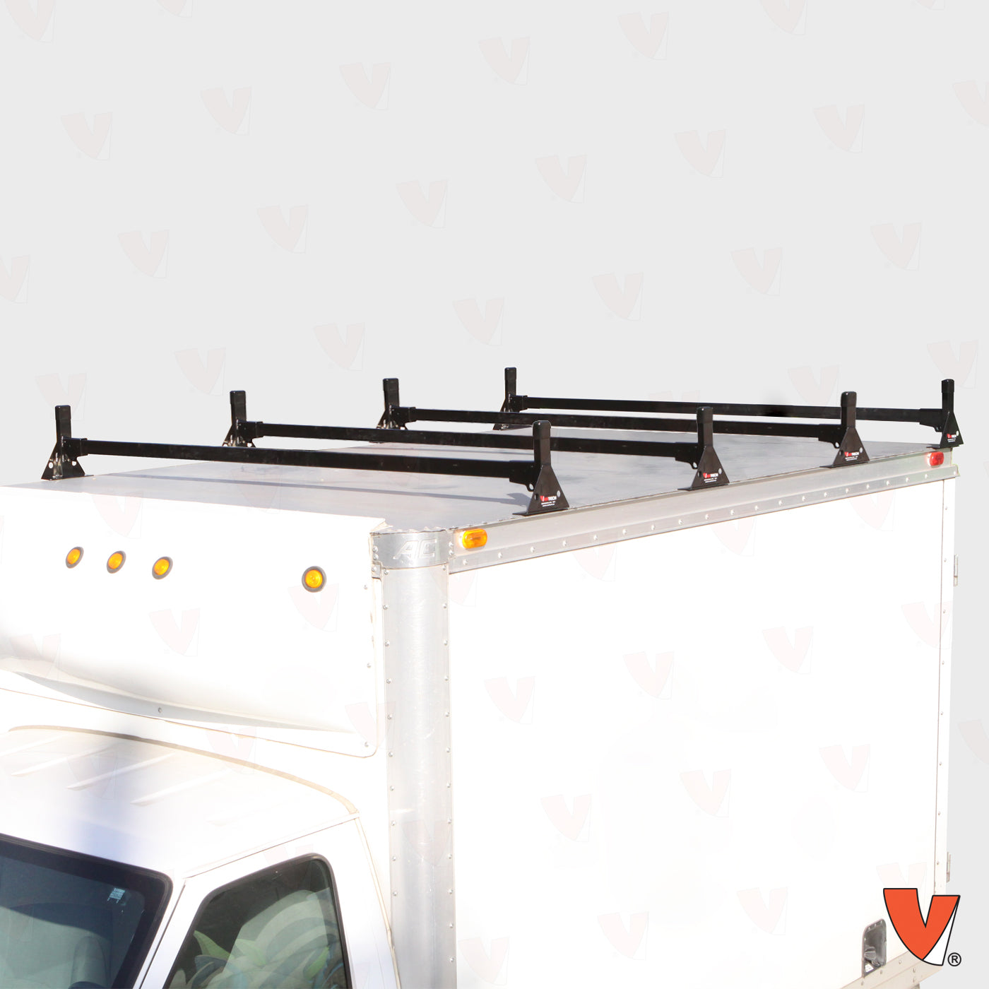 Vantech H1 Ladder Roof Rack for Trailers & Box Trucks - Mount Type: Top Mount | System Width: 94-in to 102-in | System: 4-Bar Rack | Material: Aluminum | Color: Black