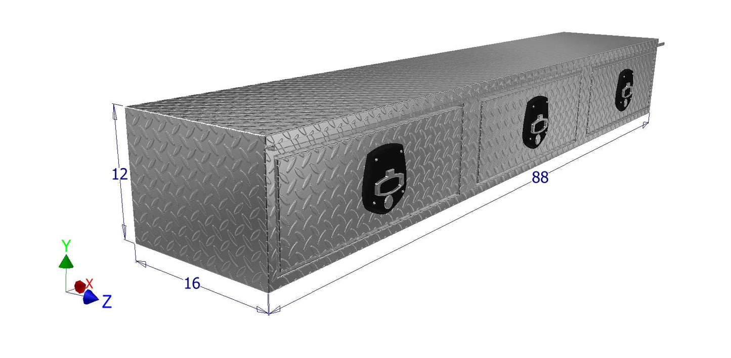 Brute Flatbed Top Sider Truck Box with 3 Drawers - 88-in L - Aluminum - HTD88