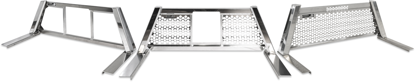 Highway Products Honeycomb Headache Rack Open Wave, Polished Aluminum Upright, Smooth Aluminum Center, Size 2 - 4030-061