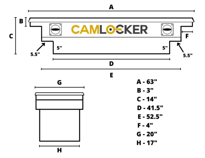 CamLocker Crossover Tool Box - 63-in - Low Profile Lid - Standard Depth