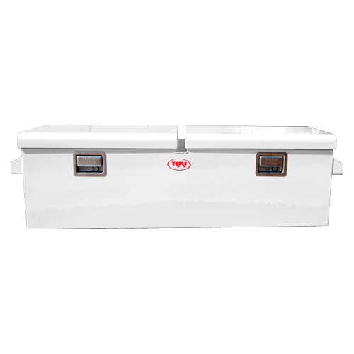 RKI 54-in Chest Truck Tool Box M-Series Double Lid Rail Mount - White Steel - M54-2