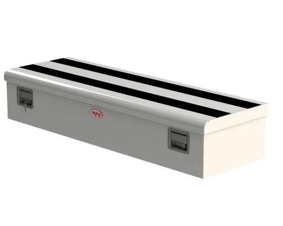 RKI 58-in Chest Truck Tool Box M-Series Single Lid Fifth Wheel Floor Mount - White Steel - M58FP-1NM