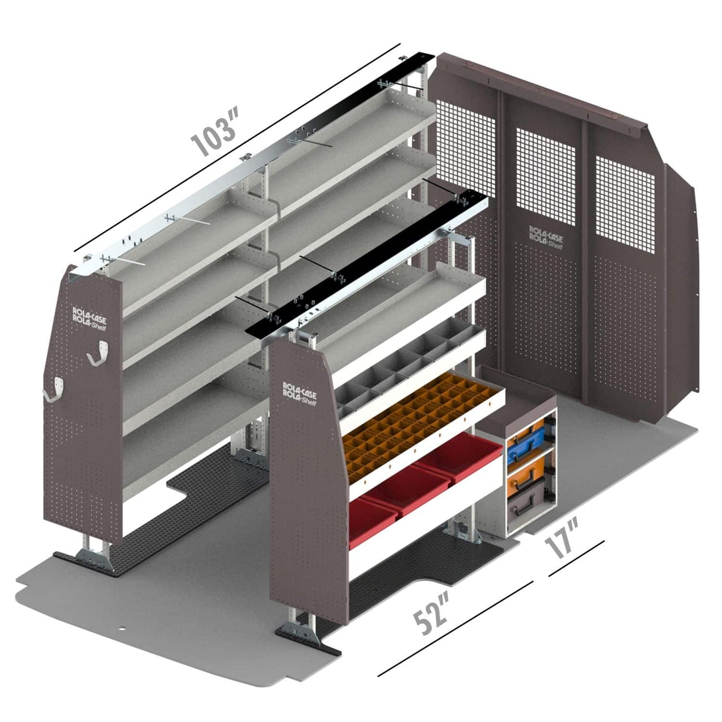 Rola-Case Service Bin Package for Ford Transit - 148-in WB - Mid Roof