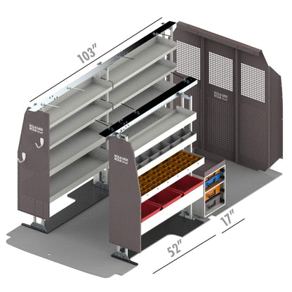Rola-Case Service Bin Package for Ford Transit - 148-in WB - Mid Roof