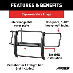 ARIES Pro Series Black Steel Grille Guard for Ford F-250/F-350/F-450/F-550 Super Duty (2017-2022) - P3067