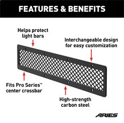 ARIES Pro Series 20-in Black Steel Grille Guard Light Bar Cover Plate - PJ20MB