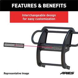 ARIES Pro Series 20-in Black Steel Grille Guard Light Bar Cover Plate - PJ20MB