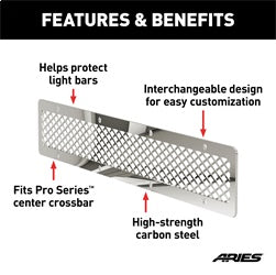 ARIES Pro Series 20-in Polished Stainless Steel Grille Guard Light Bar Cover Plate - PJ20MS