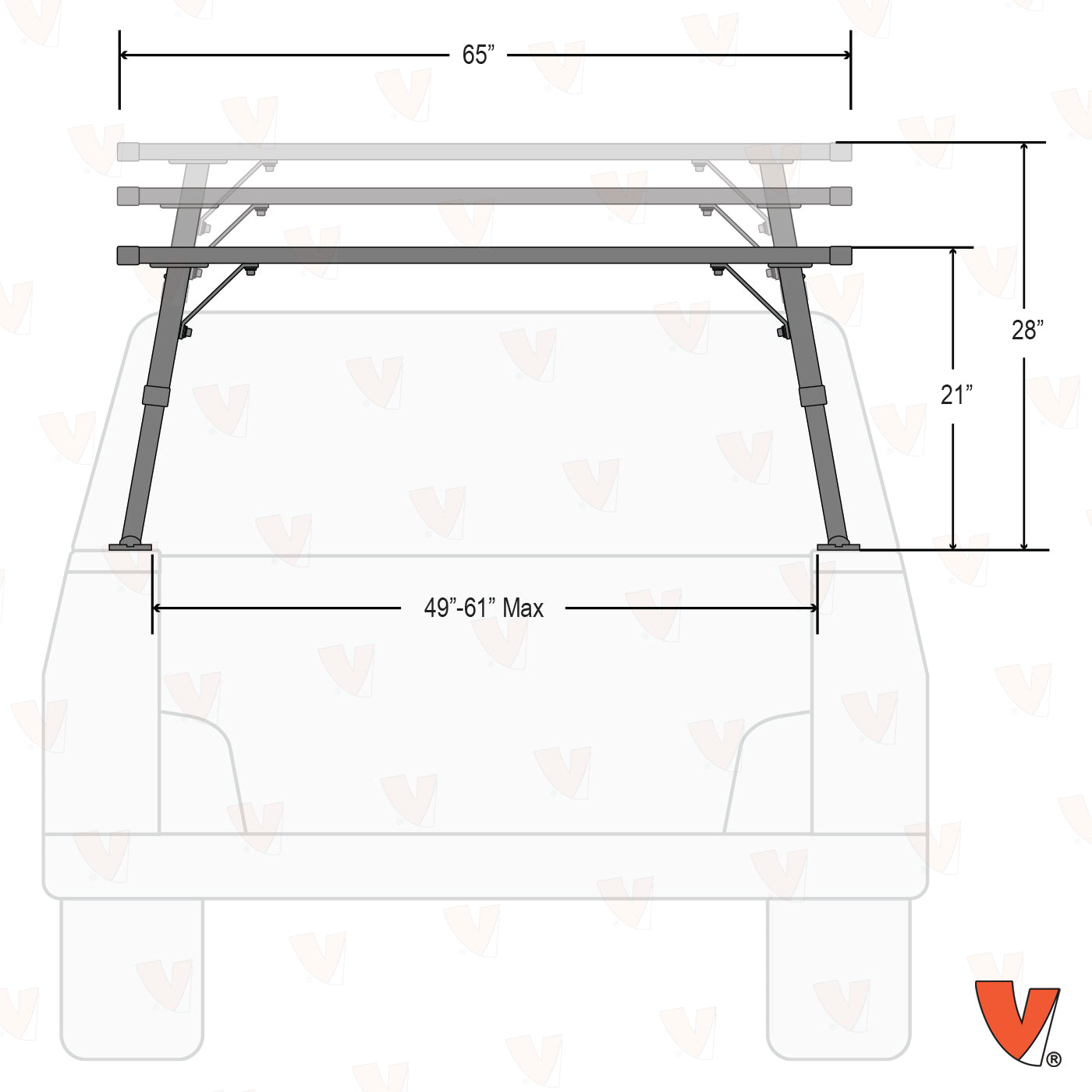 Vantech P-Series Ladder Rack for Pickup Trucks
