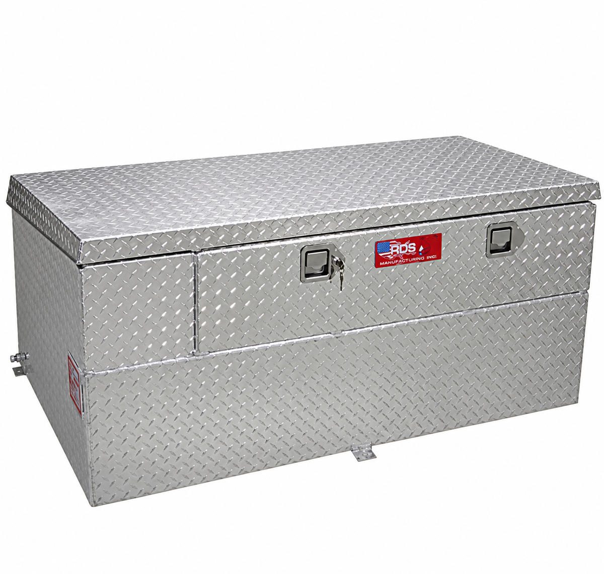 RDS 50-Gallon Treadplate Aluminum Transfer Tank and Toolbox Combo with 8 GPM Pump - 48-in x 20-in x 22.75-in - 74724