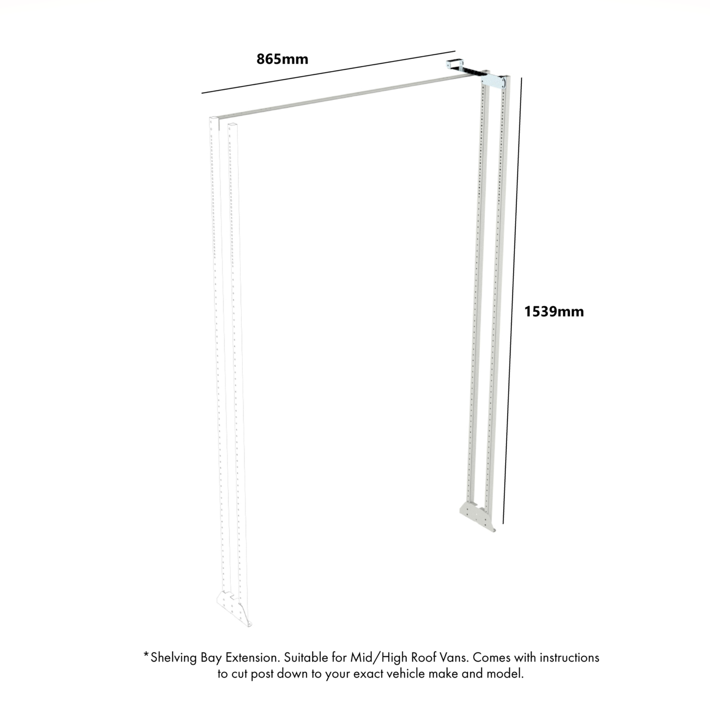 Rola-Case 8 Series HD Van Shelving Extension Frame - RSEFR/HD/80/1539