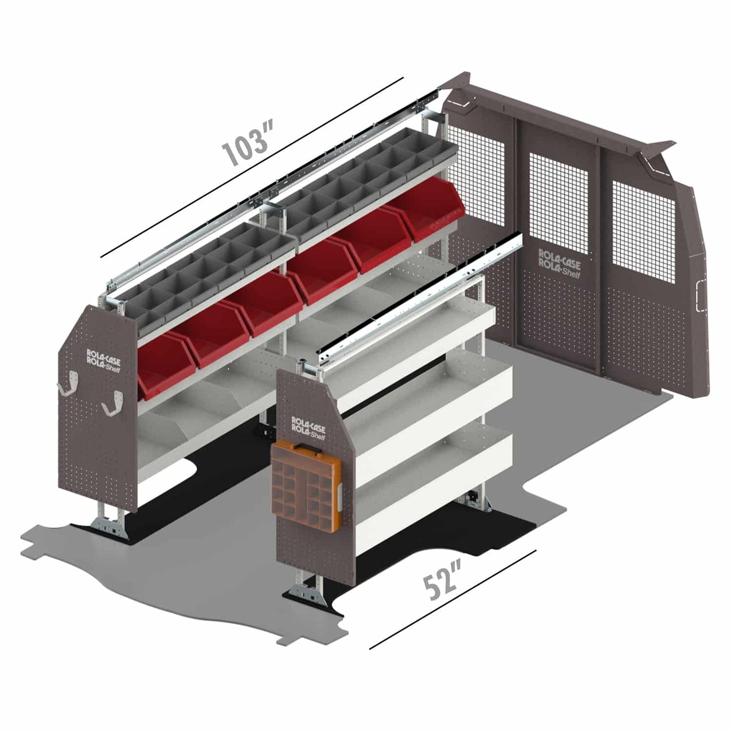 Rola-Case America's Most Popular Bin Package for Ford Transit - 148-in WB - Low Roof