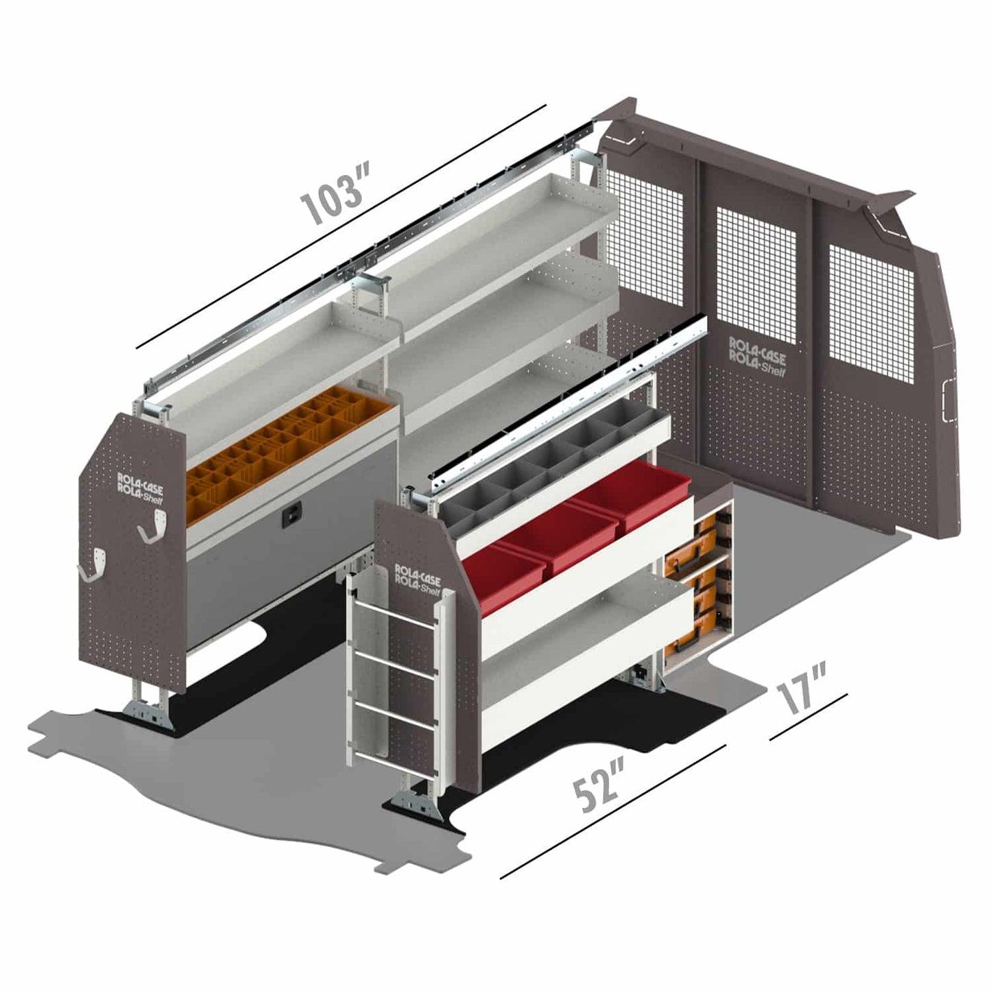 Rola-Case Electrical Bin Package for Ford Transit - 148-in WB - Low Roof