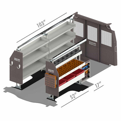 Rola-Case Service Bin Package for Ford Transit - 148-in WB - Low Roof
