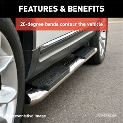 ARIES 4-in Oval Polished Stainless Steel Nerf Bars for Toyota Tundra CrewMax Cab (2022-2026) - S222023-2